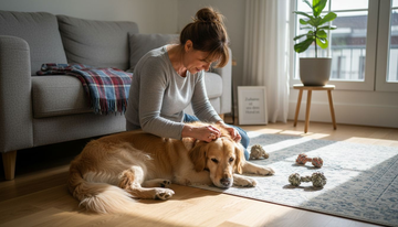 Der Hundehalter achtet darauf, wie es seinem Vierbeiner gesundheitlich geht.