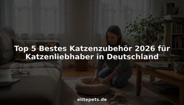 Eine Frau richtet im Wohnzimmer liebevoll die Katzenutensilien her und sorgt dafür, dass sich ihre Samtpfote rundum wohlfühlt.