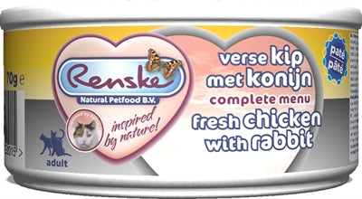 Renske Frischfleischmehl Katze Frisches Huhn Mit Kaninchenpastete 24X70 GR