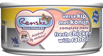 Renske Frischfleischmehl Katze Frisches Huhn Mit Kaninchenpastete 24X70 GR