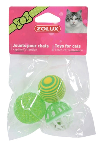 Zolux Katzenspielzeug Bälle Grün 4 CM 3 ST