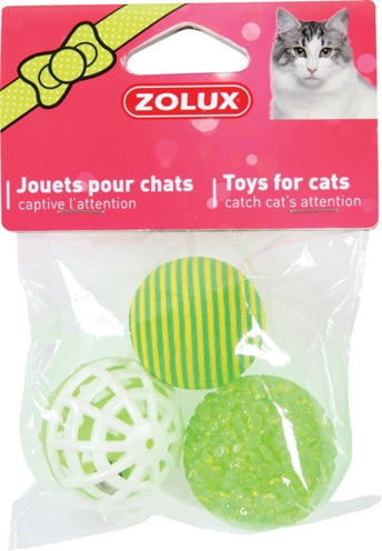 Zolux Katzenspielzeug Bälle Grün 4 CM 3 ST