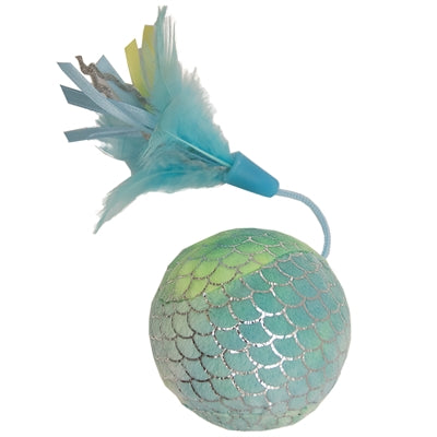 Cat 'N' Caboodle Happy Cap Meerjungfrauenball Gross Mit Federn Blau 30X8X8CM