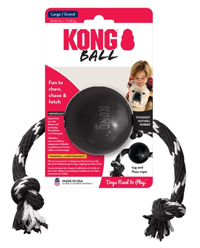 Kong Extremball Mit Seil Schwarz / Weiss 7,5X7,5X7,5X7,5 CM
