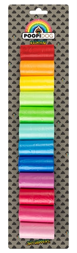 Markenlos Poopi-Dog Hundekotbeutel Regenbogenfarben 12X15 ST