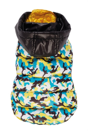 Croci Hundemantel Doppelseitig Kinky Camouflage Gelb / Schwarz / Blau