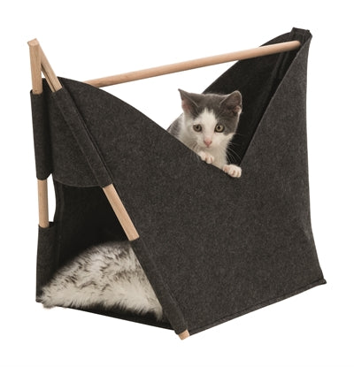 Trixie Katze Korb Zelt Elise Mit Kissen Filz Anthrazit 63X30X44 CM