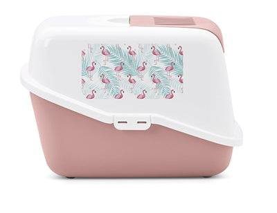 Savic Katzentoilette Nestor Impression Flamingo Rosa / Weiss 56X39X38.5 CM