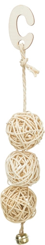 Trixie 3 Rattankugeln Mit Glocke Am Seil Natur 24 CM