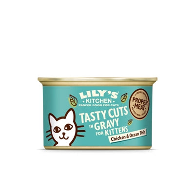 Lily's Kitchen Katze Kätzchen Huhn / Ozean Fisch Schmackhafte Schnitte In Sosse 24X85 GR