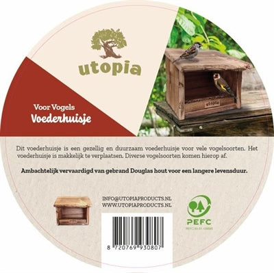 Utopia Vogelfutterstelle Gebranntes Douglasholz 19X28X22 CM