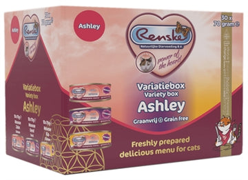 Renske Mousse-Katzenabwechslungsbox Ashley Lachs/Ente/Huhn Getreidefrei 30X70 GR