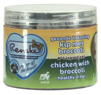 Renske Hund Gesunde Belohnung Mini-Herzen Huhn / Brokkoli 100 GR