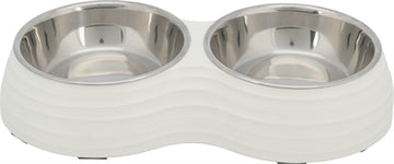 Trixie Hundefutternapf Trixie Doppelt Melamin / Edelstahl Weiss