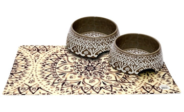 Tarhong Boho Set Taupe 2 Lebensmittelschalen / Platzset Boho 18 CM 590 ML / 49X29 CM