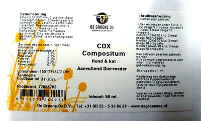 De Groene Os Cox Compositum Hund/Katze 50 ML
